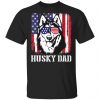 Husky Dad with US Flag Glasses Unisex T-Shirt