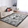 Brooklyn Nets Nba Team Logo Skull Flower Style Nice Gift Home Decor Rectangle Area Rug