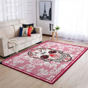 Chicago Bulls Nba Team Logo Skull Flower Style Nice Gift Home Decor Rectangle Area Rug