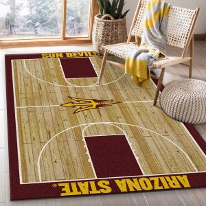 College Home Court Arizona State Basketball Team Logo Area Rug, Kitchen Rug, Floor Decor Home Decor