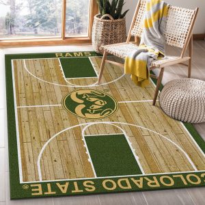 College Home Court Colorado State Basketball Team Logo Area Rug, Living Room Rug, Family Gift US Decor