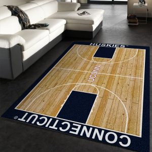 College Home Court Connecticut Basketball Team Logo Area Rug, Bedroom Rug, Family Gift US Decor