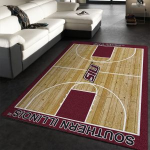 College Home Court Southern Illinois Basketball Team Logo Area Rug, Living Room Rug, Family Gift US Decor