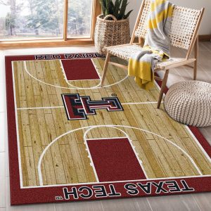 College Home Court Texas Tech Basketball Team Logo Area Rug, Kitchen Rug, Family Gift US Decor