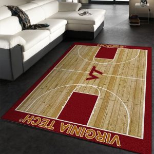 College Home Court Virginia Tech Basketball Team Logo Area Rug, Living Room Rug, Christmas Gift US Decor