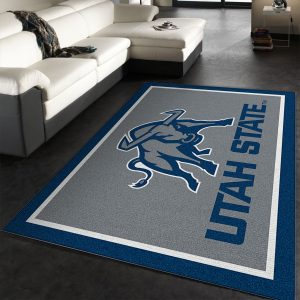 College Spirit Utah State Sport Area Rug Team Logo Family Gift US Decor