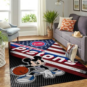 Detroit Pistons Nba Team Logo Mickey Us Style Nice Gift Home Decor Rectangle Area Rug