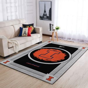 Illinois Fighting Illini Ncaa Team Logo Nice Gift Home Decor Rectangle Area Rug
