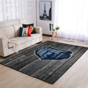 Memphis Grizzlies Nba Team Logo Grey Wooden Style Nice Gift Home Decor Rectangle Area Rug