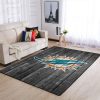 Miami Dolphins Nfl Team Logo Grey Wooden Style Style Nice Gift Home Decor Rectangle Area Rug
