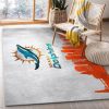 Miami Dolphins Skyline NFL Area Rug For Christmas, Kitchen Rug, Family Gift US Decor