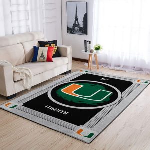 Miami Hurricanes Ncaa Team Logo Nice Gift Home Decor Rectangle Area Rug