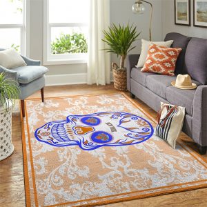 New York Knicks Nba Team Logo Skull Flower Style Nice Gift Home Decor Rectangle Area Rug