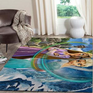 Rapunzel And Elsa Disney Living Room Area Rug For Christmas, Bedroom Rug,  US Gift Decor