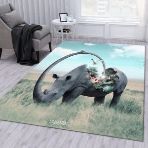 Rhino Rug Living Room Rug Family Gift US Decor