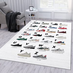 Sneakers Alphabet White Area Rug For Christmas Bedroom Rug Home US Decor