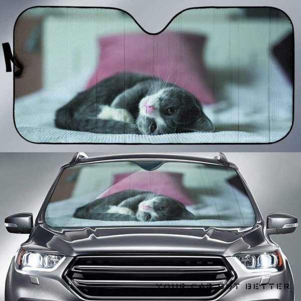 A Cute Cat Laying On Bed Car Auto Sun Shade
