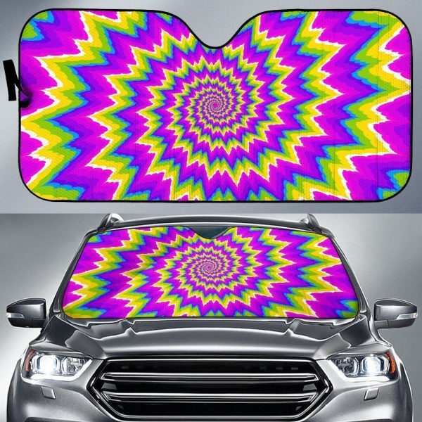 Abstract Spiral Moving Optical Illusion Car Auto Sun Shade