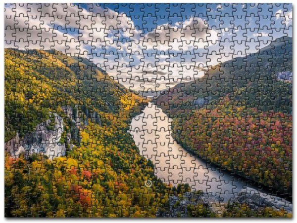 Adirondack Mountains River Clouds Trees Jigsaw Puzzle Set