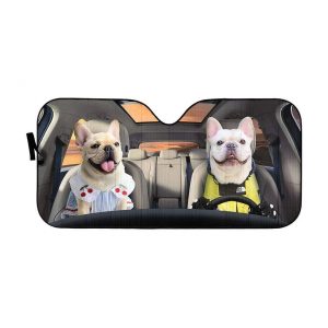 Adorable Bulldog Couple Car Auto Sun Shade