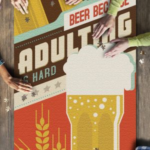 Adulting Is Hard Beer Sentiment? Jigsaw Puzzle Set