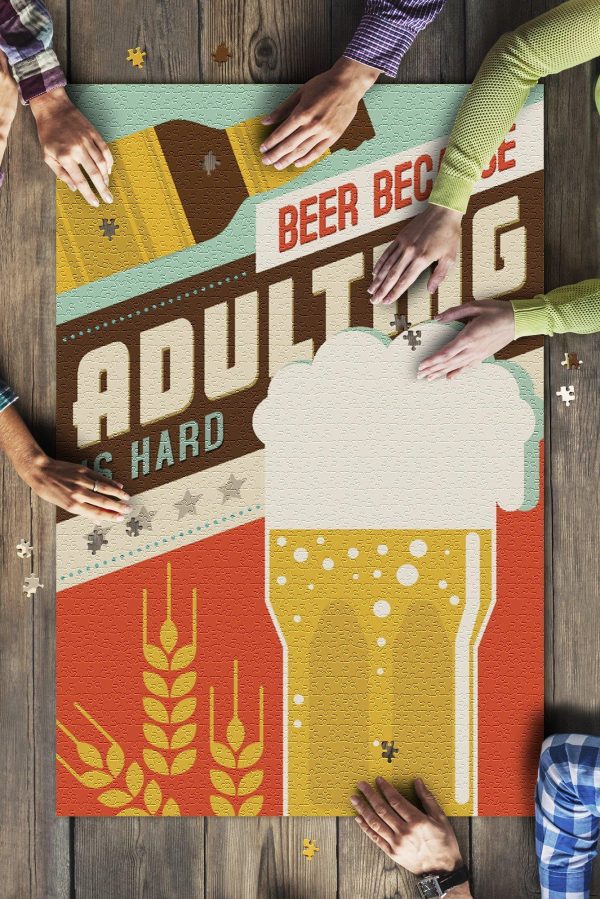 Adulting Is Hard Beer Sentiment? Jigsaw Puzzle Set