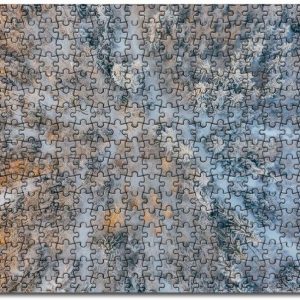 Aerial Short Of Cold Forest Snow Trees Jigsaw Puzzle Set