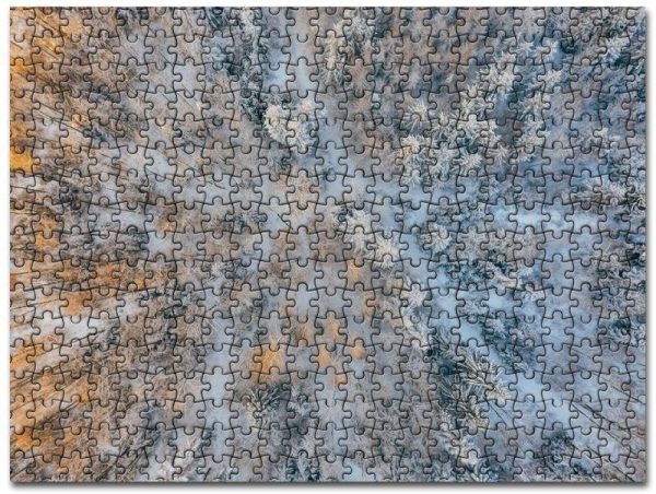 Aerial Short Of Cold Forest Snow Trees Jigsaw Puzzle Set