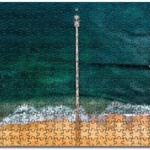 Aerial Shot Of Gray Dock On Body Of Water Jigsaw Puzzle Set