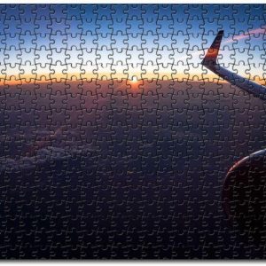 Aerial View Of White Clouds During Sunset Outside Airplane Jigsaw Puzzle Set