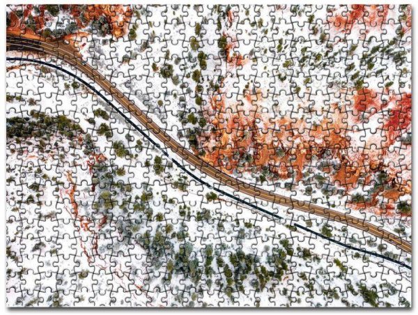 Aerial Winter Road Jigsaw Puzzle Set