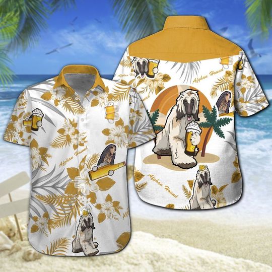 Afghan Hound Beer Hawaiian Shirt Summer Button Up