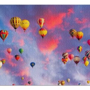 Air Baloons In Sunset Baclground Jigsaw Puzzle Set