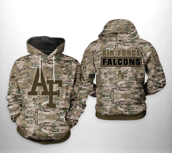 Air Force Falcons NCAA Camo Veteran 3D Printed Hoodie/Zipper Hoodie
