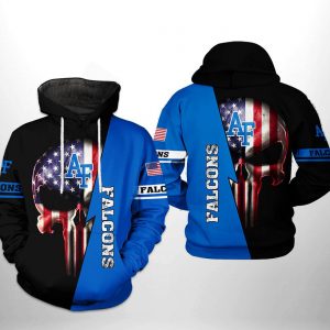 Air Force Falcons NCAA US Flag Skull 3D Printed Hoodie/Zipper Hoodie