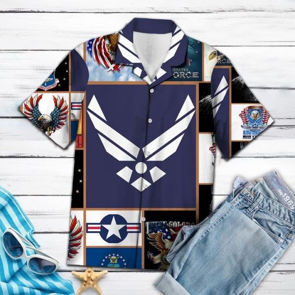 Air Force Hawaiian Shirt Summer Button Up