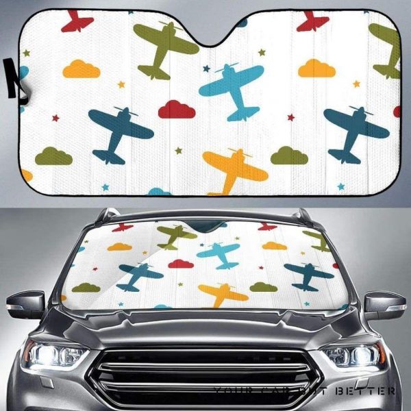 Airplane Star Cloud Colorful Car Auto Sun Shade