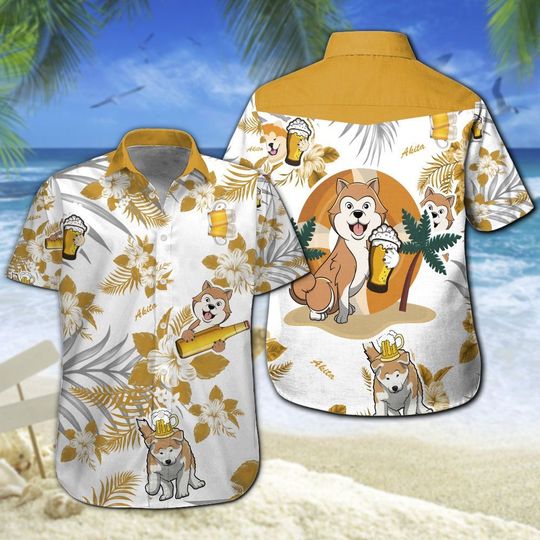 Akita Beer Hawaiian Shirt Summer Button Up