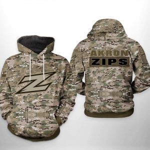 Akron Zips NCAA Camo Veteran 3D Printed Hoodie/Zipper Hoodie