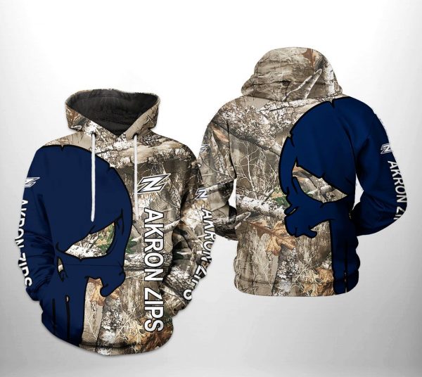 Akron Zips NCAA Camo Veteran Hunting 3D Printed Hoodie/Zipper Hoodie