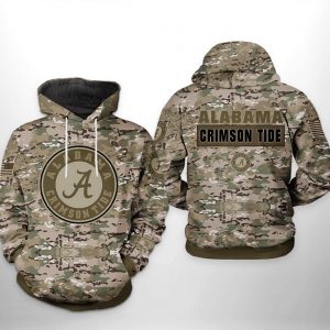 Alabama Crimson Tide NCAA Camo Veteran 3D Printed Hoodie/Zipper Hoodie