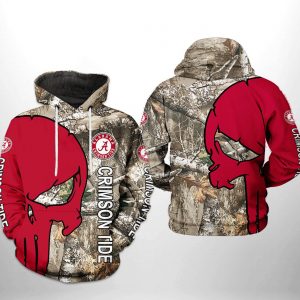 Alabama Crimson Tide NCAA Camo Veteran Hunting 3D Printed Hoodie/Zipper Hoodie