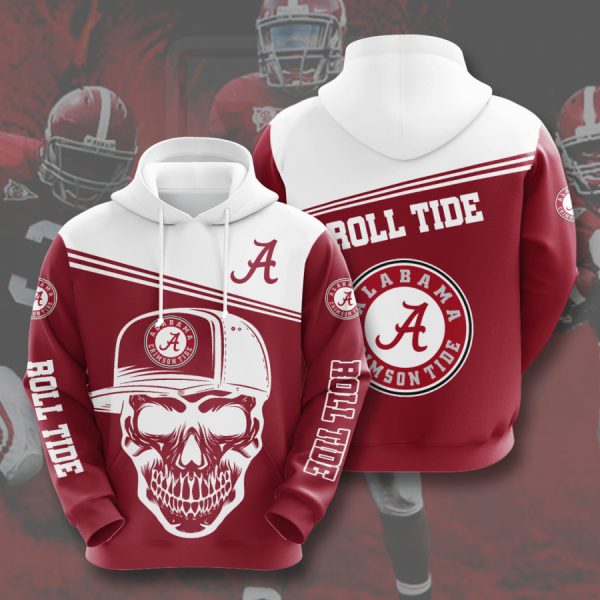 Alabama Crimson Tide NCAA Skull 3D Printed Hoodie/Zipper Hoodie
