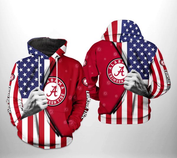 Alabama Crimson Tide NCAA US FLag 3D Printed Hoodie/Zipper Hoodie