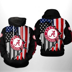 Alabama Crimson Tide NCAA US Flag 3D Printed Hoodie/Zipper Hoodie