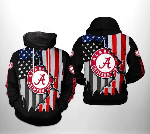 Alabama Crimson Tide NCAA US Flag 3D Printed Hoodie/Zipper Hoodie