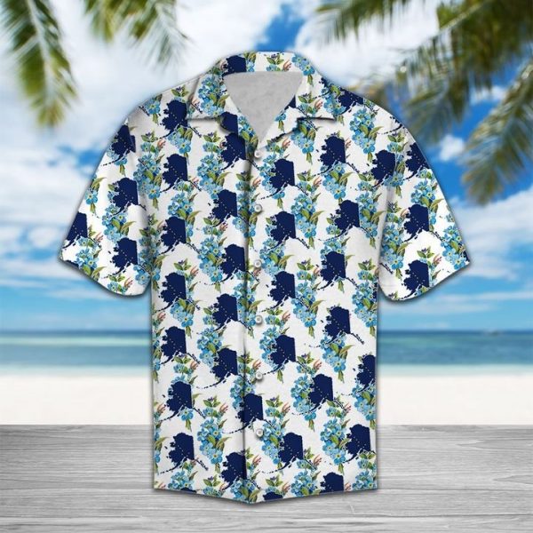 Alaska Alpine Forget Me Not Flower Hawaiian Shirt Summer Button Up
