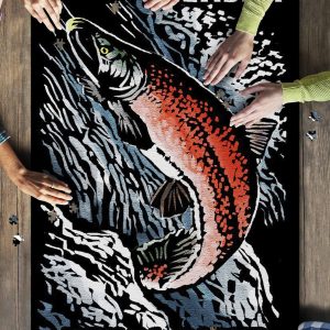 Alaska Kenai River Scratchboard Sockeye Salmon Jigsaw Puzzle Set