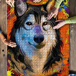 Alaskan Malamute Dog Colorful Jigsaw Puzzle Set