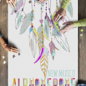 Albuquerque, New Mexico Colorful Feathers Dreamcatcher Jigsaw Puzzle Set